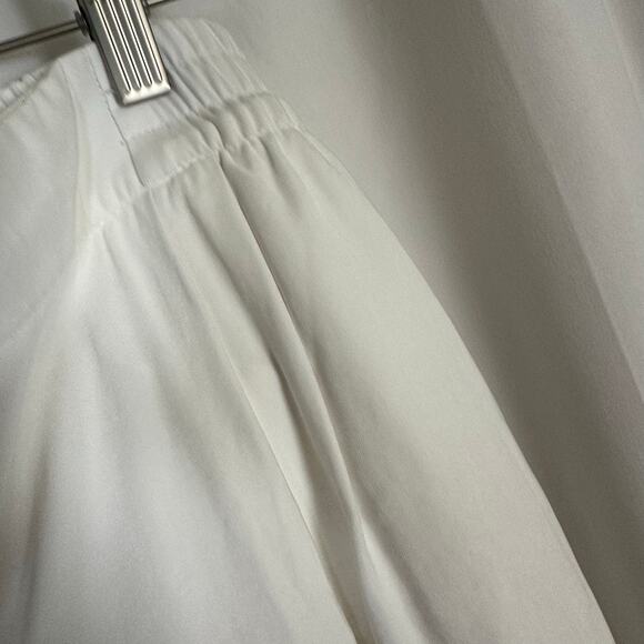 Calvin Klein Women's White Cropped Wide Leg Pants L Elastic Waistband Career - Picture 4 of 9
